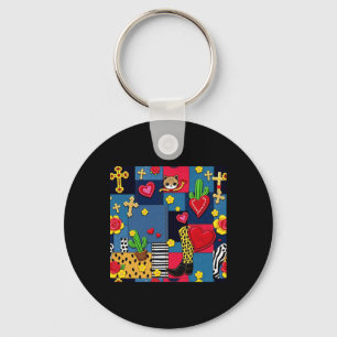 Southern Patchwork Print Sticker  Key Ring