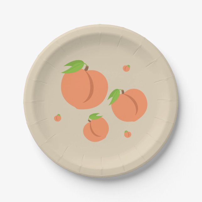 Southern Peach Emoji - Summer Party Plate (Front)
