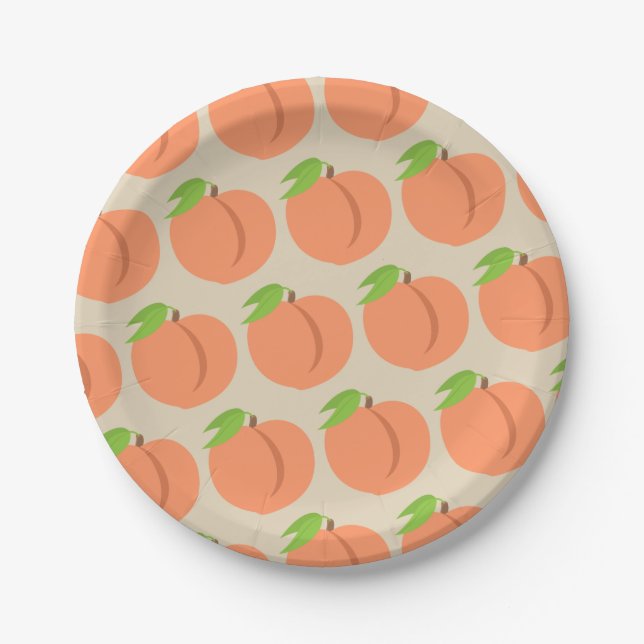 Southern Peach Emoji - Summer Party Plate Supply (Front)