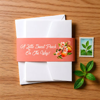 Southern Peach Garden Baby Shower Invitation Belly Band