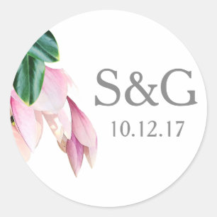 Southern Pink Magnolia Flowers Classic Round Sticker