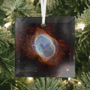 Southern Ring Nebula Space James Webb Telescope Glass Tree Decoration