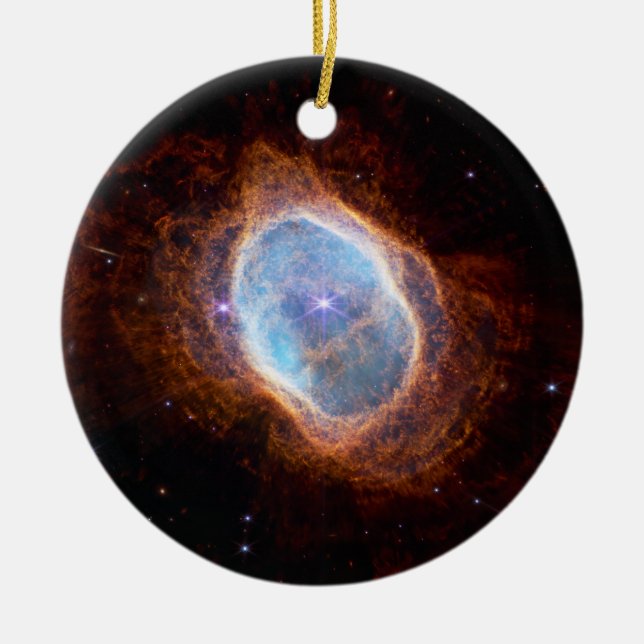 Southern Ring Planetary Nebula | NIRCam | JWST Ceramic Tree Decoration (Front)