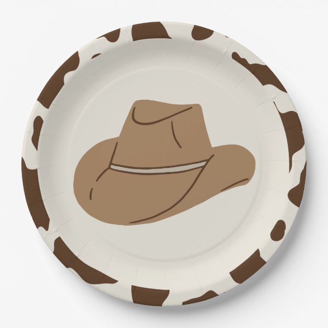 Southern Rodeo Neutral Cowboy Birthday Paper Plate (Front)