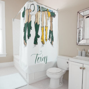 Southern School Spirit Green & Gold Cowgirl Ladies Shower Curtain
