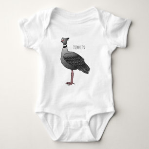 Southern screamer bird cartoon illustration baby bodysuit