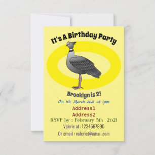 Southern screamer bird cartoon illustration invitation