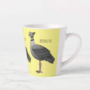 Southern screamer bird cartoon illustration latte mug