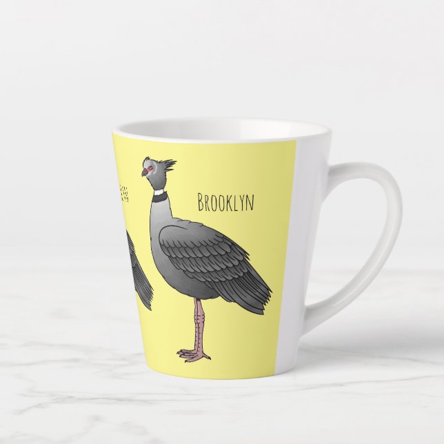 Southern screamer bird cartoon illustration latte mug (Right)