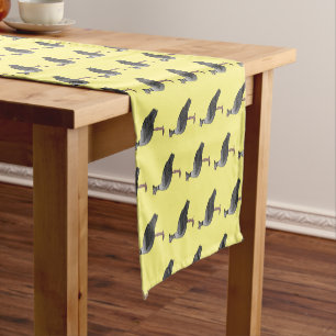 Southern screamer bird cartoon illustration short table runner