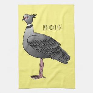 Southern screamer bird cartoon illustration tea towel