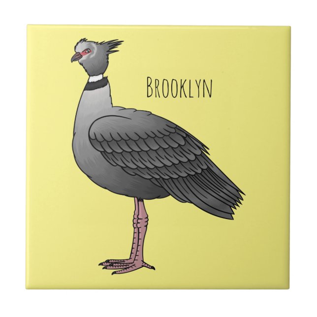 Southern screamer bird cartoon illustration tile (Front)