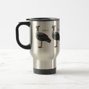 Southern screamer bird cartoon illustration  travel mug