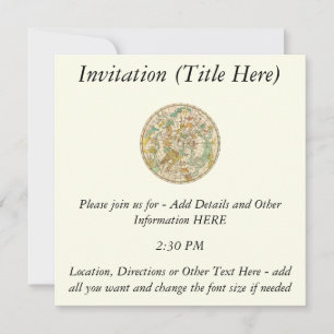 Southern Sky Star Chart and Constellations Map Invitation
