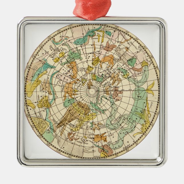 Southern Sky Star Chart and Constellations Map Metal Tree Decoration (Front)