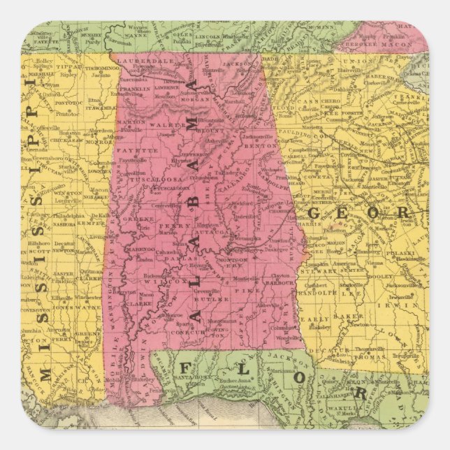 Southern States, USA Square Sticker (Front)