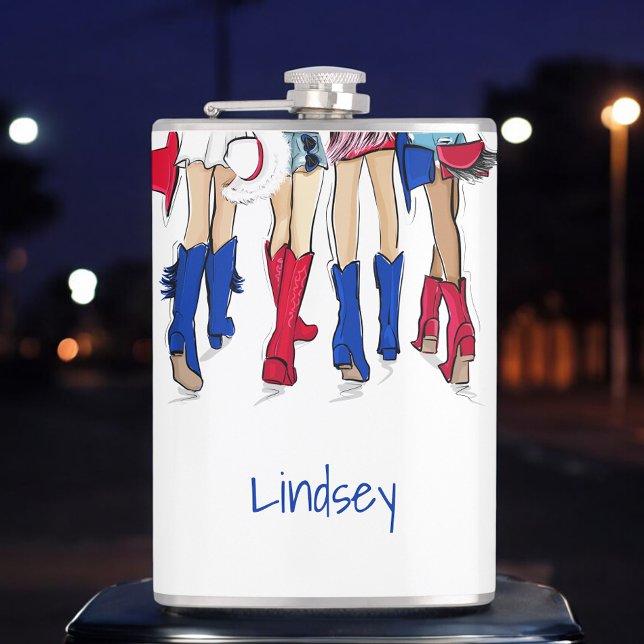 Southern Texas Ladies Fashion Cowboy Boots Blue  Hip Flask (Creator Uploaded)
