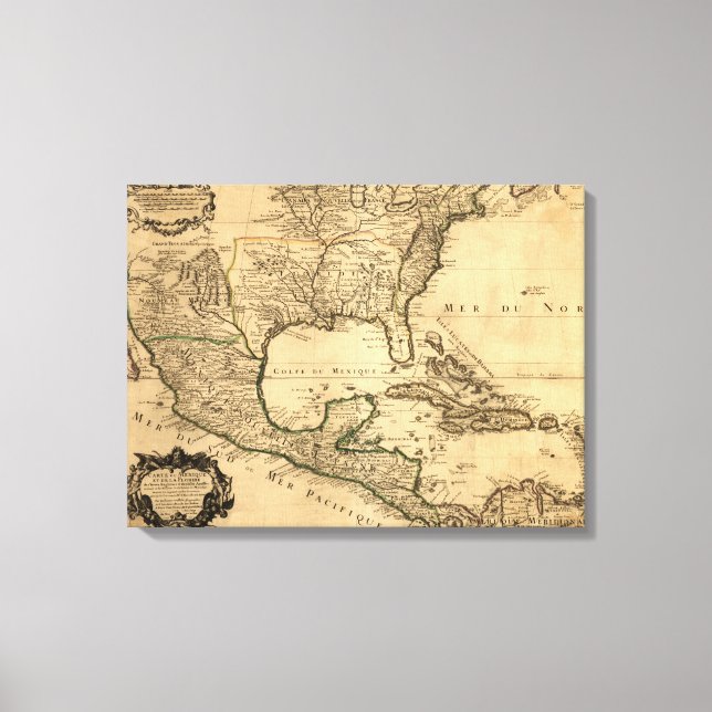 Southern United States and Central America Map Canvas Print (Front)