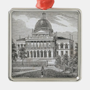Southern view of the State House in Boston Metal Tree Decoration