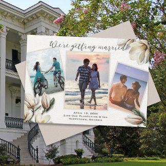 Southern Wedding Save the Date Magnolia Flowers