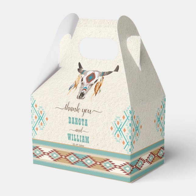 Southern western boho folk patterns wedding  favour box (Front Side)