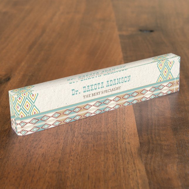 Southern western boho tribal office gifts nameplate (Side)