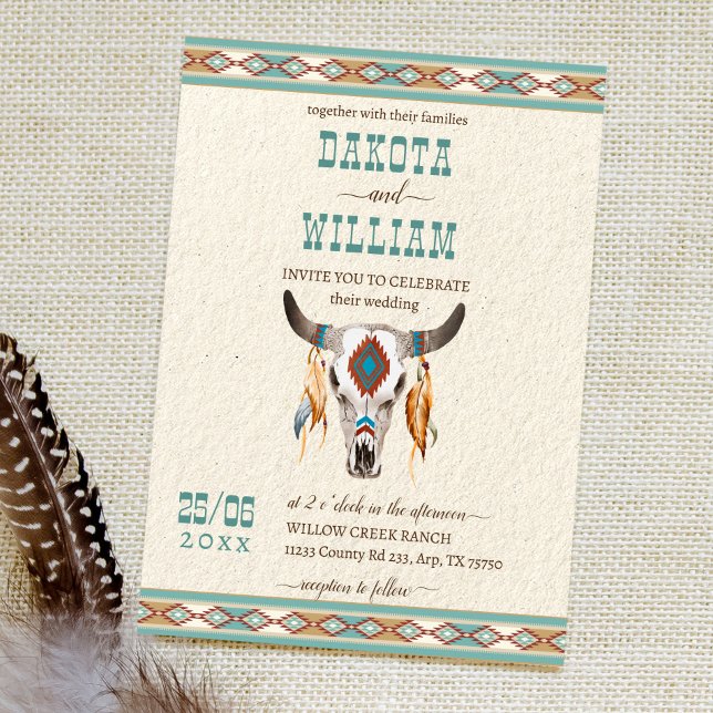 Southern western boho tribal ranch wedding  invitation (Creator Uploaded)
