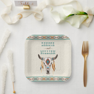 Southern western boho tribal ranch wedding  paper plate