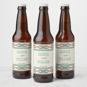 Southern western boho tribal wedding personalised beer bottle label
