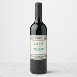 Southern western boho tribal wedding wine label