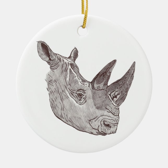 Southern White Rhinoceros Round Christmas Ornament (Front)
