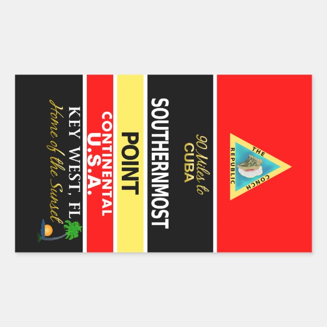 Southernmost Point Buoy Key West Rectangular Sticker (Front)