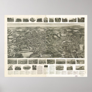 Southington Connecticut 1914 Panoramic Map Poster
