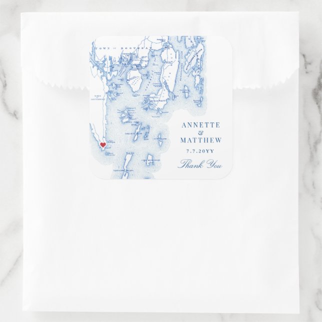Southport Boothbay Harbour Maine Wedding Favour Square Sticker (Bag)