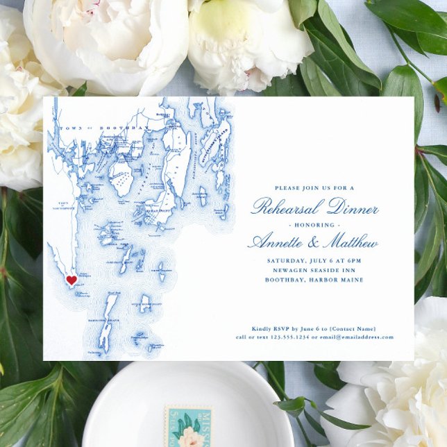 Southport Boothbay Harbour Rehearsal Dinner Invitation (Southport Maine Rehearsal Dinner invitations are perfect for your Boothbay Destination Wedding)