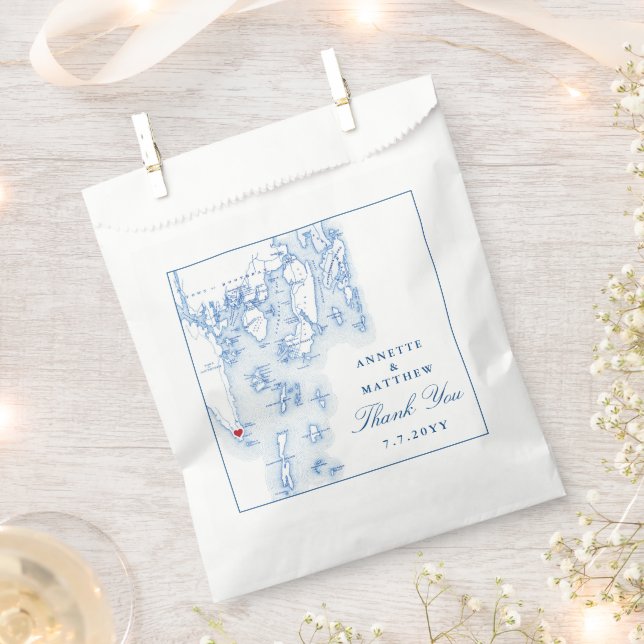 Southport Newagen Seaside Inn Blue Wedding Favour Bags (Clipped)