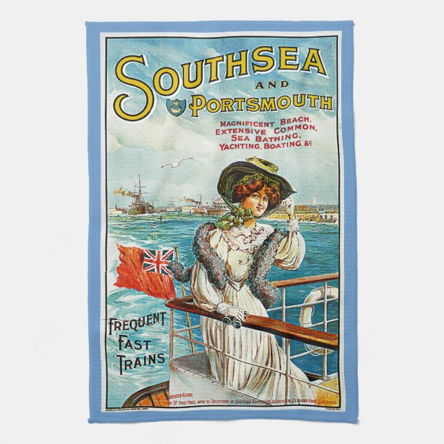 Southsea and Portsmouth Tea Towel (Vertical)