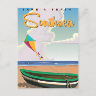 Southsea vintage travel beach poster postcard