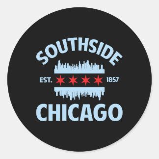 Southside Chicago Flag Skyline Classic Round Sticker