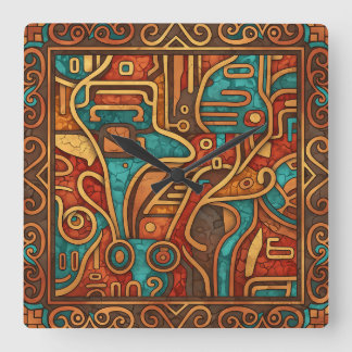 Southwest Abstract Square Wall Clock