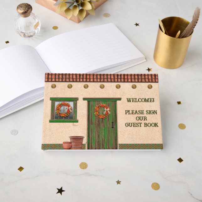 Southwest Adobe Hacienda Personalized  Guest Book (Front Open)