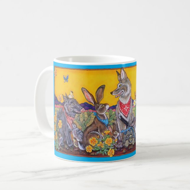 Southwest Animal Colourful Whimsical Coyote Desert Coffee Mug (Front Left)