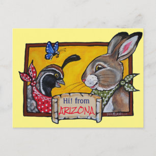 Southwest  Arizona Animal Rabbit Quail Souvenir Postcard