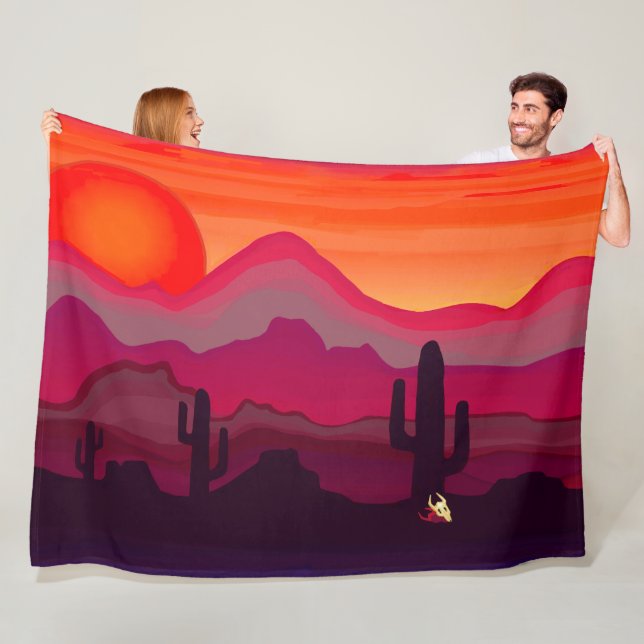 Southwest Arizona Desert Sunset Fleece Blanket (In Situ)