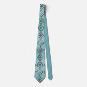 Southwest Aztec Blue Teal Design Pattern Tie