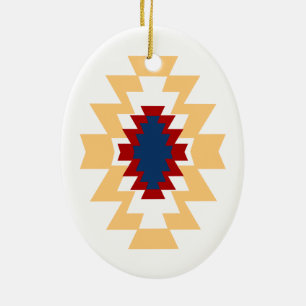 Southwest Aztec Native American Tribal Design Ceramic Tree Decoration