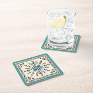 Southwest Aztec Pattern Square Paper Coaster