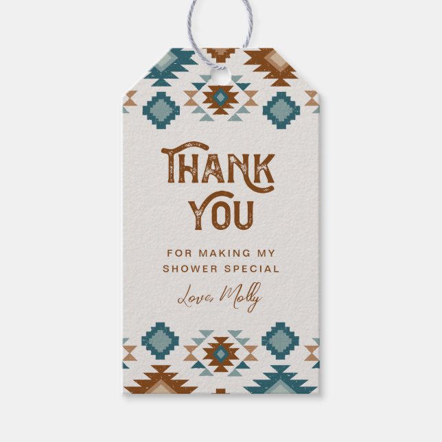 Southwest Baby Shower Thank You Tags (Front)