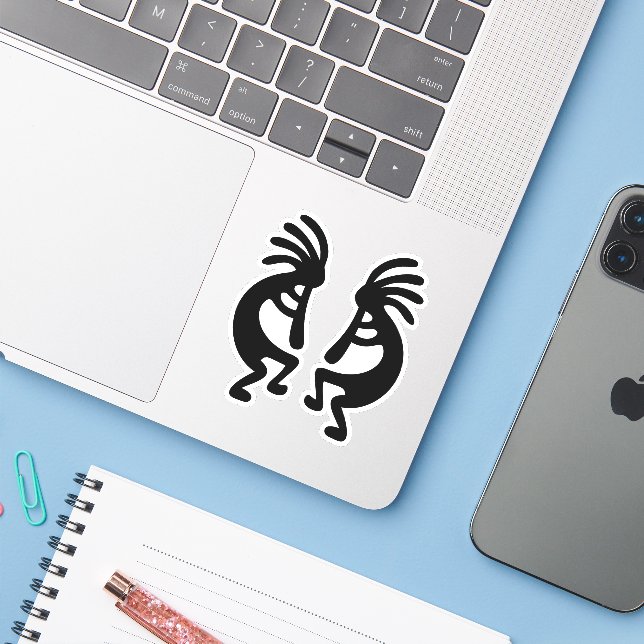 Southwest Black Silhouette Kokopelli Shape (Laptop w/ iPhone)