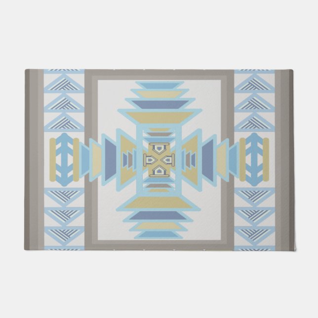 Southwest Blues Indian Blanket Art Design  Doormat (Front)